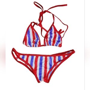 Striped Red White and Blue Bikini Size Small